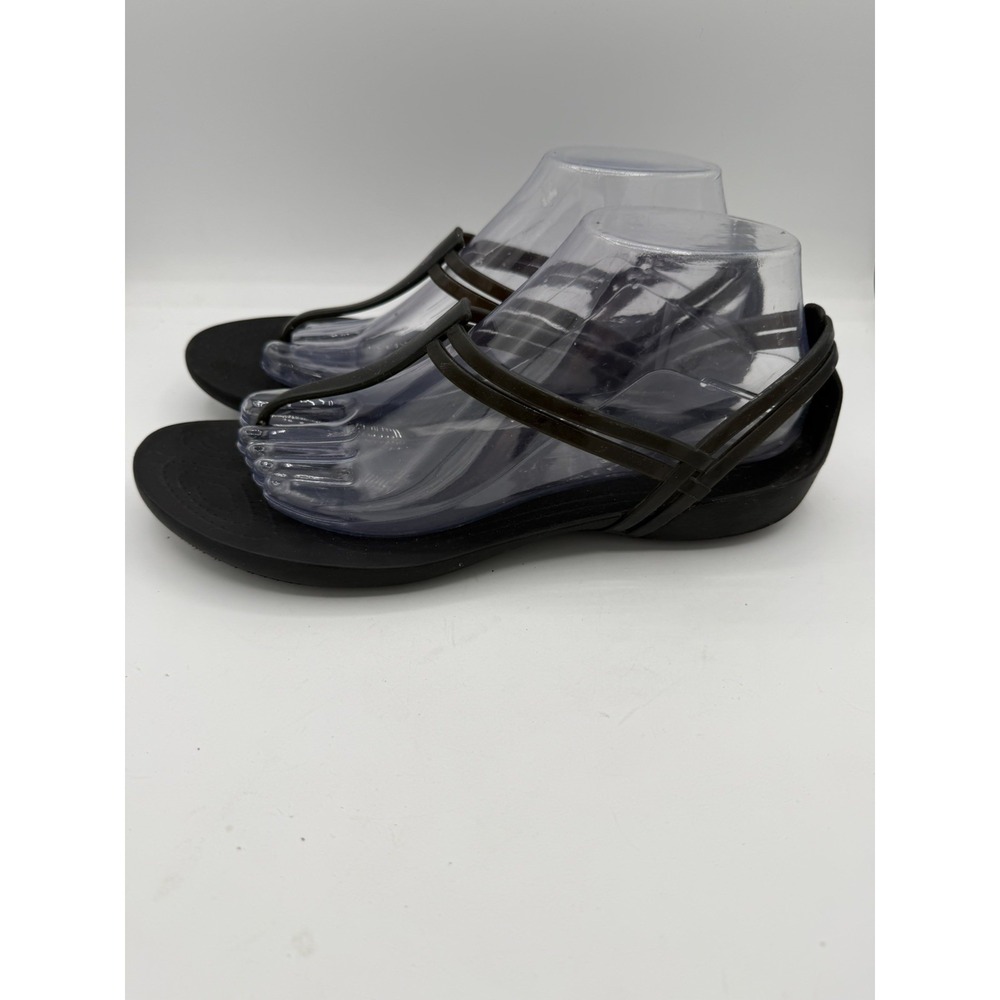 Crocs Isabella Women's T-Strap Black Jelly Slingback Beach Sandals Size 9
